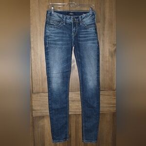 Silver Skinny Stretch Jeans - Blue Denim